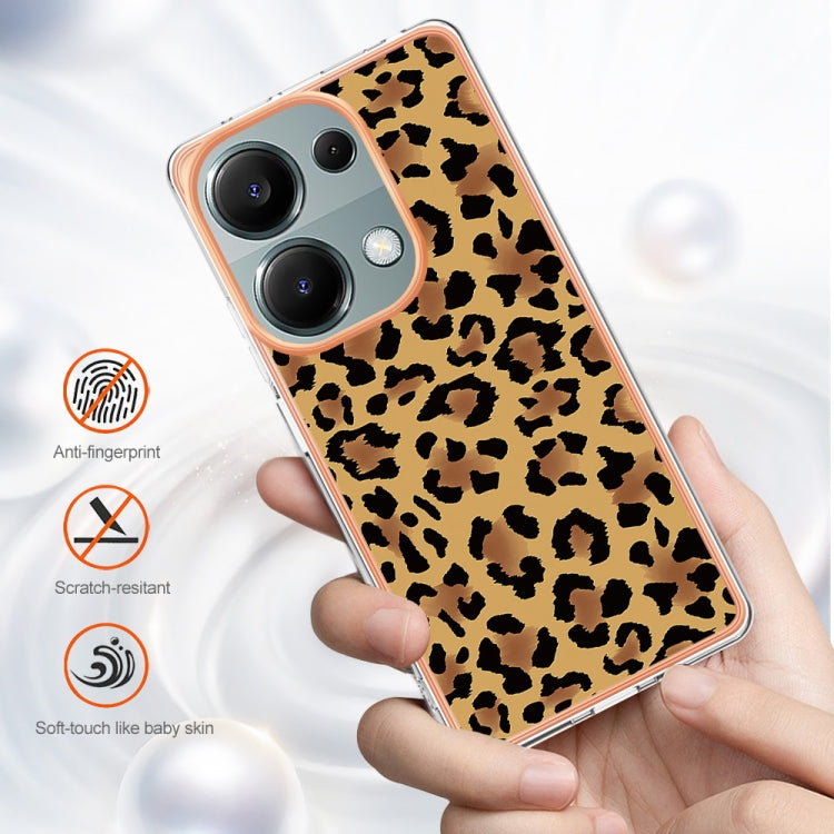 For Xiaomi Redmi Note 13 Pro 4G/Poco M6 Pro 4G Electroplating Marble Dual-side IMD Phone Case(Leopard Print) - Note 13 Pro Cases by buy2fix | Online Shopping UK | buy2fix