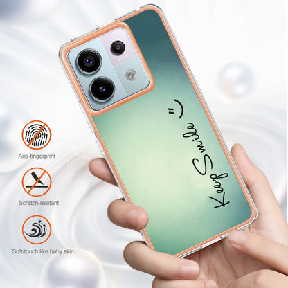 For Xiaomi Redmi Note 13 Pro 5G Global Electroplating Marble Dual-side IMD Phone Case(Smile) - Note 13 Pro Cases by buy2fix | Online Shopping UK | buy2fix