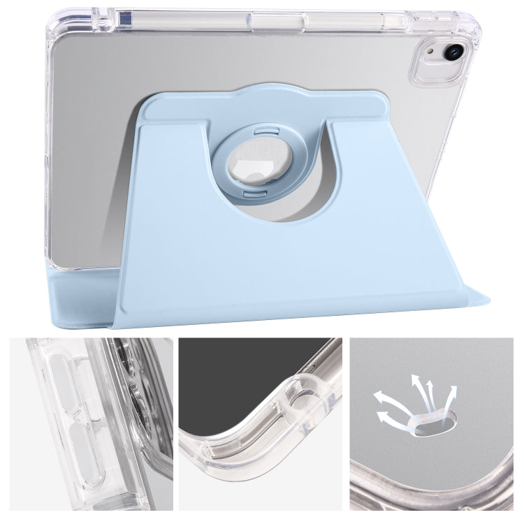 For iPad Air 13 2025 / 2024 Clear Acrylic 360 Rotation Detachable Leather Tablet Case(Ice Blue) - iPad Air 13 2025 / 2024 Cases by buy2fix | Online Shopping UK | buy2fix