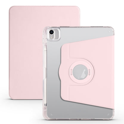 For iPad Air 13 2024 Clear Acrylic 360 Rotation Detachable Leather Tablet Case(Pink) - iPad Air 13 2024 Cases by buy2fix | Online Shopping UK | buy2fix