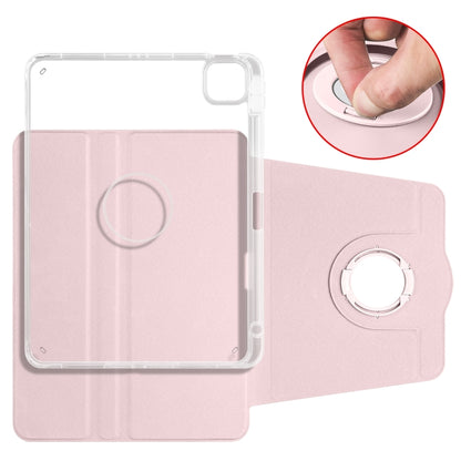 For iPad Pro 13 2024 Clear Acrylic 360 Rotation Detachable Leather Tablet Case(Pink) - iPad Pro 13 2024 Cases by buy2fix | Online Shopping UK | buy2fix