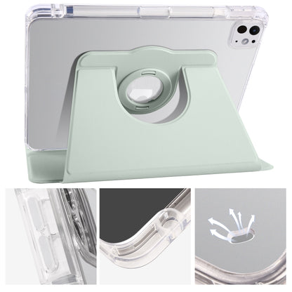 For iPad Pro 13 2024 Clear Acrylic 360 Rotation Detachable Leather Tablet Case(Light Green) - iPad Pro 13 2024 Cases by buy2fix | Online Shopping UK | buy2fix