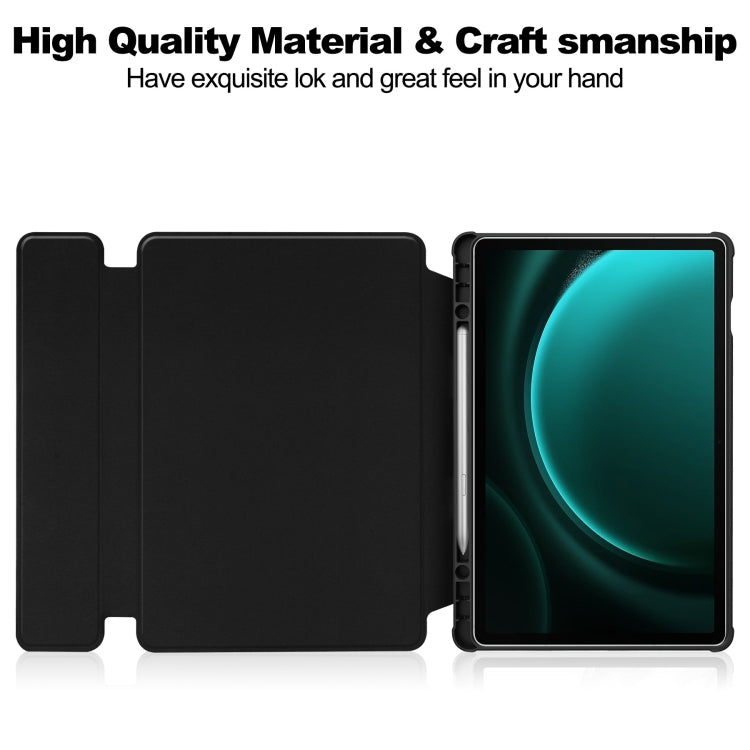 For Samsung Galaxy Tab S9 FE+ 360 Rotation Transparent Smart Leather Case(Black) - Galaxy Tab S9 FE+ by buy2fix | Online Shopping UK | buy2fix