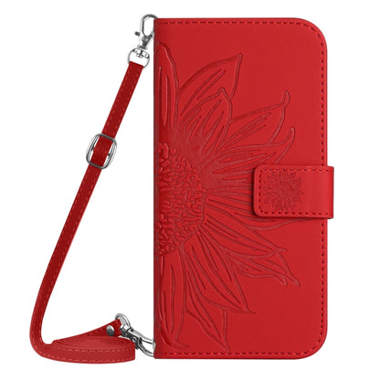 For Samsung Galaxy M55 5G Skin Feel Sun Flower Embossed Flip Leather Phone Case with Lanyard(Red) - Galaxy Phone Cases by buy2fix | Online Shopping UK | buy2fix