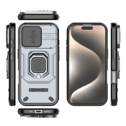 For iPhone 16 Pro Sliding Camshield TPU + PC Shockproof Phone Case with Holder(Grey) - iPhone 16 Pro Cases by buy2fix | Online Shopping UK | buy2fix