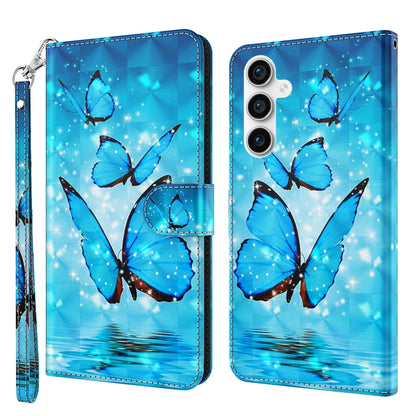 For Samsung Galaxy S23 FE 5G 3D Painting Pattern Flip Leather Phone Case(Three Butterflies) - Galaxy S23 FE 5G Cases by buy2fix | Online Shopping UK | buy2fix