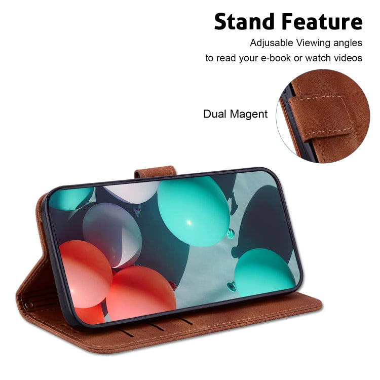 For Samsung Galaxy S23+ 5G 7-shaped Embossed Leather Phone Case(Brown) - Galaxy S23+ 5G Cases by buy2fix | Online Shopping UK | buy2fix