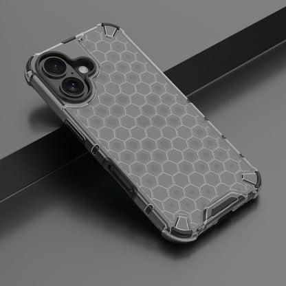 For iPhone 16 Honeycomb Shockproof Phone Case(Black) - iPhone 16 Cases by buy2fix | Online Shopping UK | buy2fix