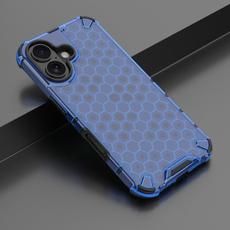 For iPhone 16 Plus Honeycomb Shockproof Phone Case(Blue) - iPhone 16 Plus Cases by buy2fix | Online Shopping UK | buy2fix