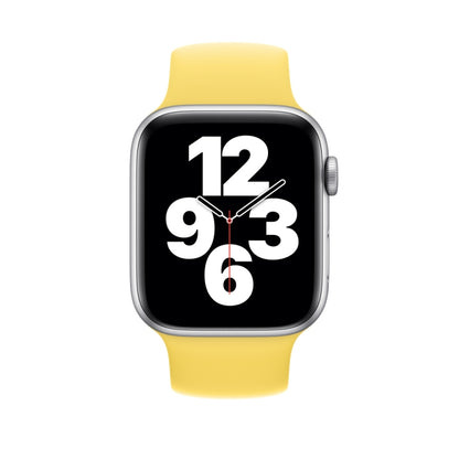 For Apple Watch Series 9&8&7 41mm / SE 3&SE 2&6&SE&5&4 40mm / 3&2&1 38mm Solid Color Elastic Silicone Watch Band, Size:S 130mm (Yellow) - Watch Bands by buy2fix | Online Shopping UK | buy2fix