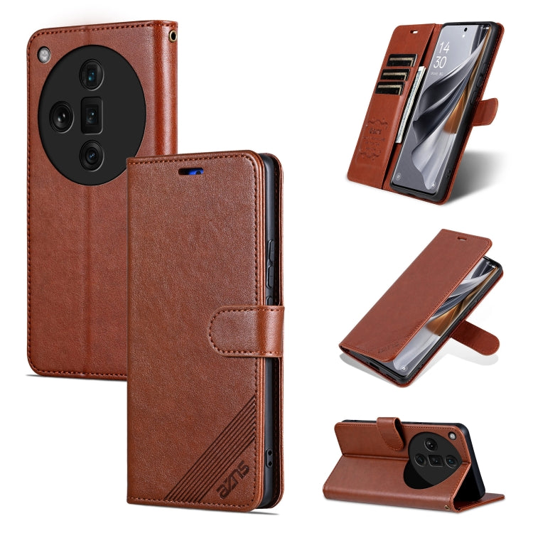 For OPPO Find X7 Ultra AZNS Sheepskin Texture Flip Leather Phone Case(Brown) - OPPO Cases by AZNS | Online Shopping UK | buy2fix