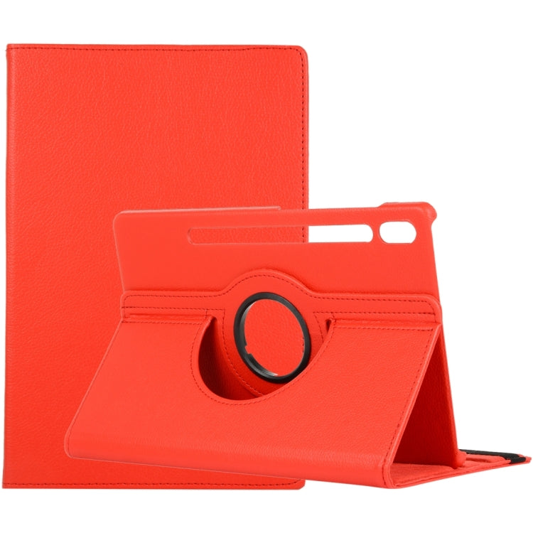 For Samsung Galaxy Tab S9 360 Degrees Rotation Holder Litchi Texture Leather Tablet Case(Red) - Galaxy Tab S9 Cases by buy2fix | Online Shopping UK | buy2fix