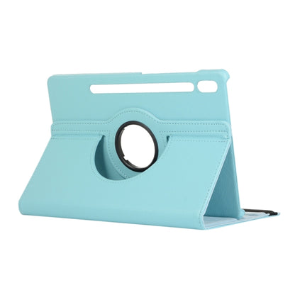 For Samsung Galaxy Tab S9+ 360 Degrees Rotation Holder Litchi Texture Leather Tablet Case(Sky Blue) - Galaxy Tab S9+ Cases by buy2fix | Online Shopping UK | buy2fix