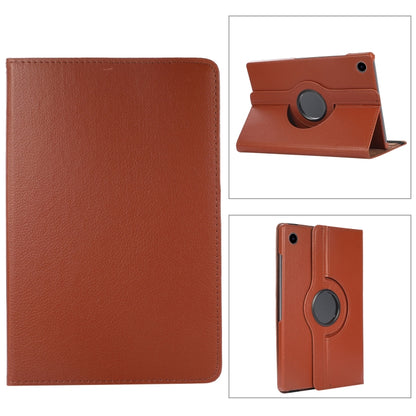 For Samsung Galaxy Tab A9 360 Degrees Rotation Holder Litchi Texture Leather Tablet Case(Brown) - Galaxy Tab A9 by buy2fix | Online Shopping UK | buy2fix