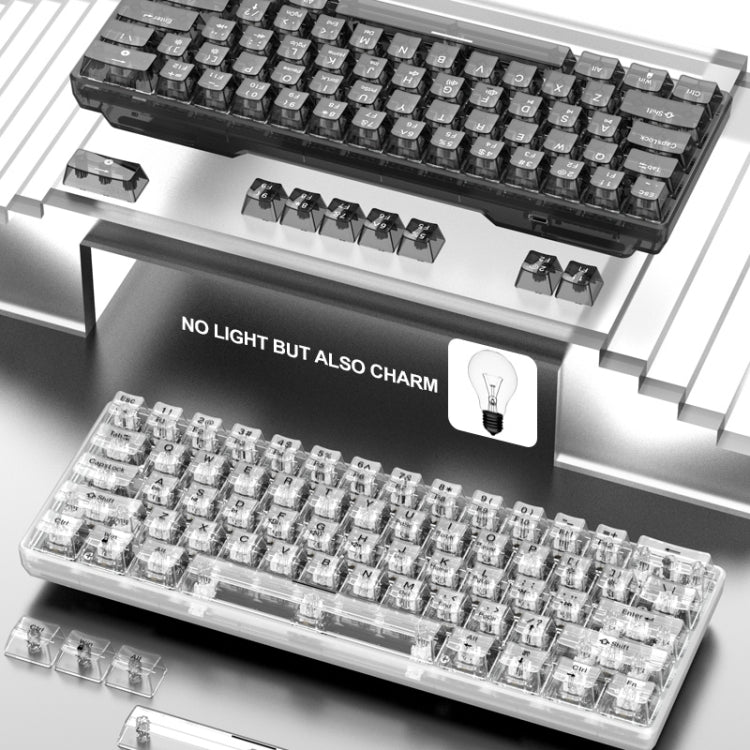 XUNFOX K30 Transparent 61-Keys Blacklit Wired Mechanical Keyboard, Cable Length: 1.5m(White) - Wired Keyboard by buy2fix | Online Shopping UK | buy2fix