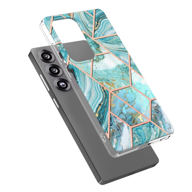 For Samsung Galaxy S25 Ultra 5G Electroplating Splicing Marble TPU Phone Case(Blue) - Galaxy S25 Ultra 5G Cases by buy2fix | Online Shopping UK | buy2fix