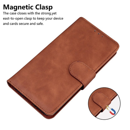 For OnePlus 13 Skin Feel Pure Color Flip Leather Phone Case(Brown) - OnePlus Cases by buy2fix | Online Shopping UK | buy2fix