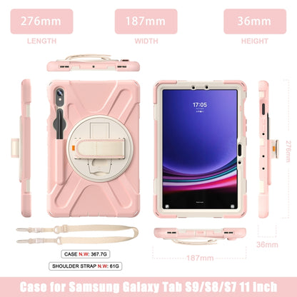 For Samsung Galaxy Tab S9 / S8 / S7 Rotary Handle Grab TPU + PC Tablet Case(Pink) - Galaxy Tab S9 Cases by buy2fix | Online Shopping UK | buy2fix