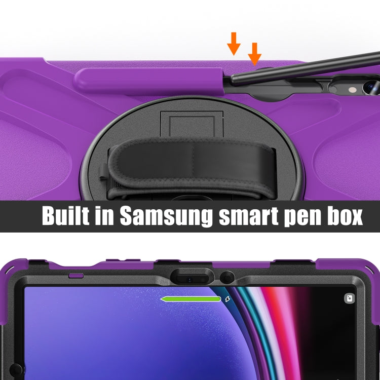 For Samsung Galaxy Tab S9 / S8 / S7 Rotary Handle Grab TPU + PC Tablet Case(Purple) - Galaxy Tab S9 Cases by buy2fix | Online Shopping UK | buy2fix