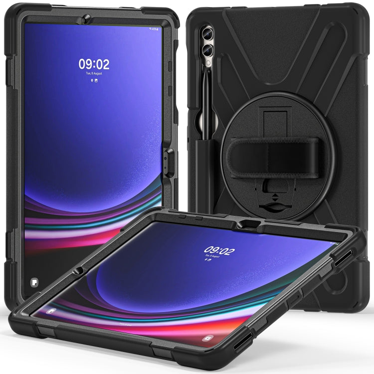 For Samsung Galaxy Tab S9+ / S8+ Rotary Handle Grab TPU + PC Tablet Case(Black) - Galaxy Tab S9+ Cases by buy2fix | Online Shopping UK | buy2fix