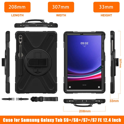 For Samsung Galaxy Tab S9+ / S8+ Rotary Handle Grab TPU + PC Tablet Case(Black) - Galaxy Tab S9+ Cases by buy2fix | Online Shopping UK | buy2fix