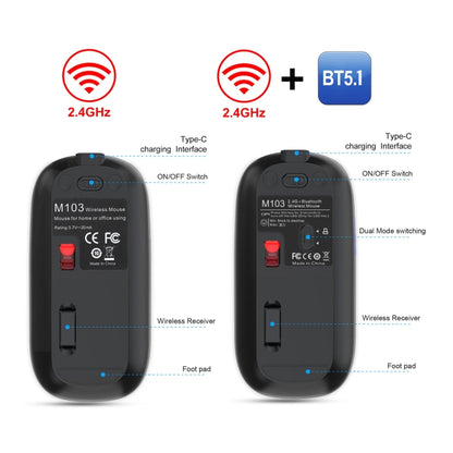 HXSJ M103 1600DPI Dual Mode 2.4GHz + Bluetooth 5.1 Wireless Rechargeable Mouse(Grey) - Wireless Mice by HXSJ | Online Shopping UK | buy2fix