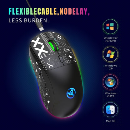 HXSJ T90 RGB Light Three-mode Wireless Gaming Mouse(Black) - Wireless Mice by HXSJ | Online Shopping UK | buy2fix