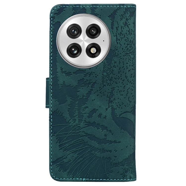 For OnePlus 13 Tiger Embossing Pattern Flip Leather Phone Case(Green) - OnePlus Cases by buy2fix | Online Shopping UK | buy2fix