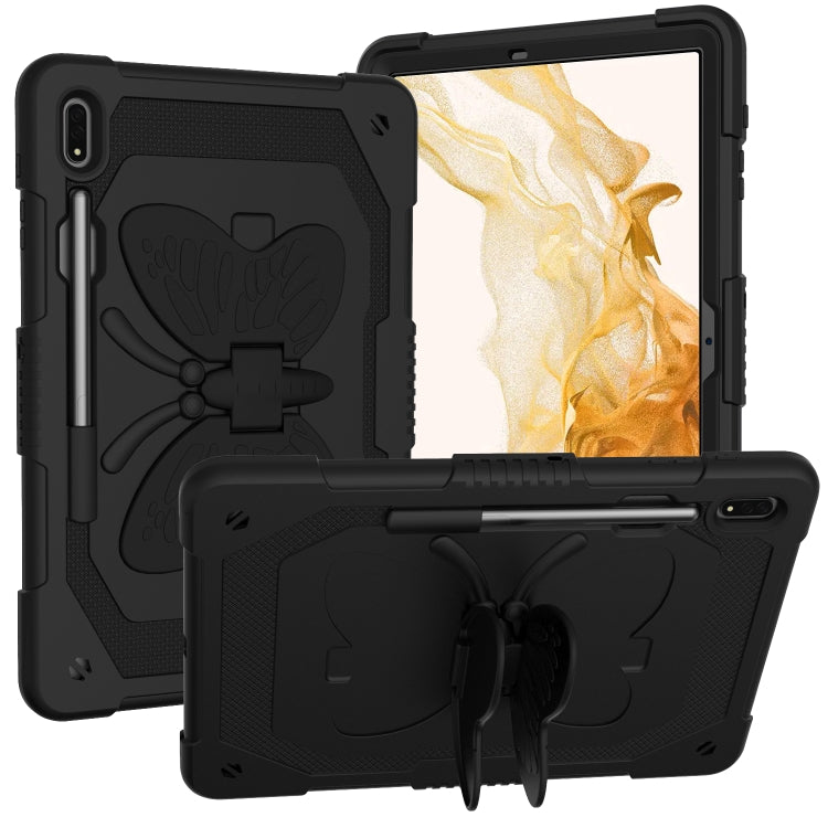 For Samsung Galaxy Tab S9+ Butterfly Kickstand Heavy Duty Hard Rugged Tablet Case(Black) - Galaxy Tab S9+ Cases by buy2fix | Online Shopping UK | buy2fix