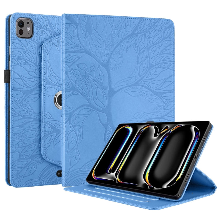 For iPad Pro 13 2024 Tree Life Embossed Rotation Leather Smart Tablet Case(Blue) - iPad Pro 13 2024 Cases by buy2fix | Online Shopping UK | buy2fix