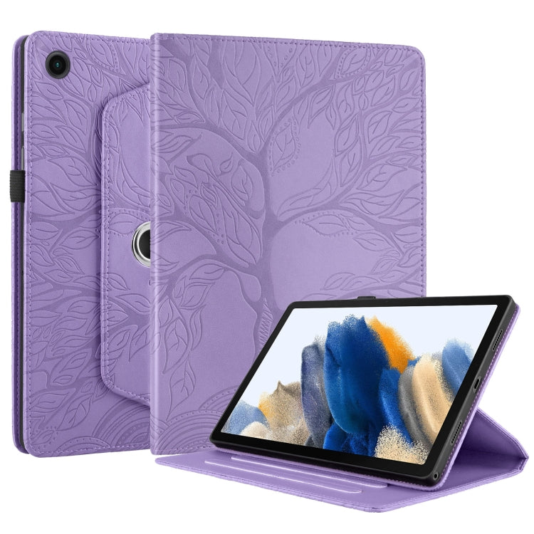 For Samsung Galaxy Tab A8 10.5 Tree Life Embossed Rotation Leather Smart Tablet Case(Purple) - Other Galaxy Tab PC by buy2fix | Online Shopping UK | buy2fix