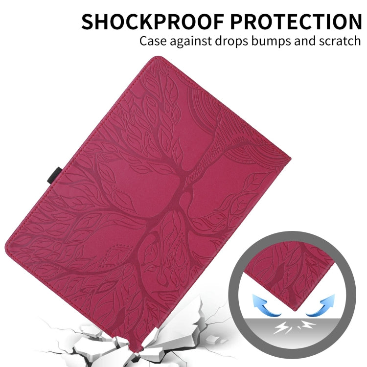 For Samsung Galaxy Tab S10 / S8 / S7 Tree Life Embossed Rotation Leather Tablet Case(Red) - Tab S10 Cases by buy2fix | Online Shopping UK | buy2fix