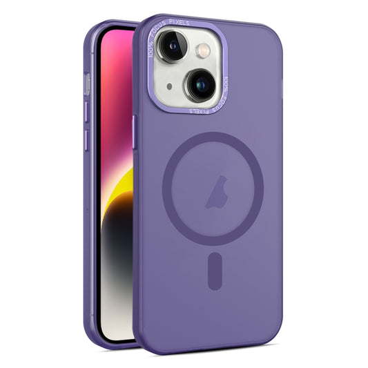 For iPhone 14 MagSafe Frosted Translucent Mist Phone Case(Dark Purple) - iPhone 14 Cases by buy2fix | Online Shopping UK | buy2fix