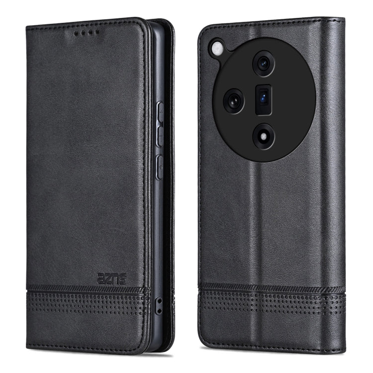 For OPPO Find X7 AZNS Magnetic Calf Texture Flip Leather Phone Case(Black) - OPPO Cases by AZNS | Online Shopping UK | buy2fix