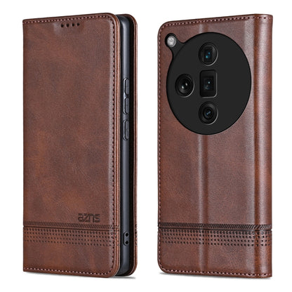 For OPPO Find X7 Ultra AZNS Magnetic Calf Texture Flip Leather Phone Case(Dark Brown) - Find X7 Ultra Cases by AZNS | Online Shopping UK | buy2fix