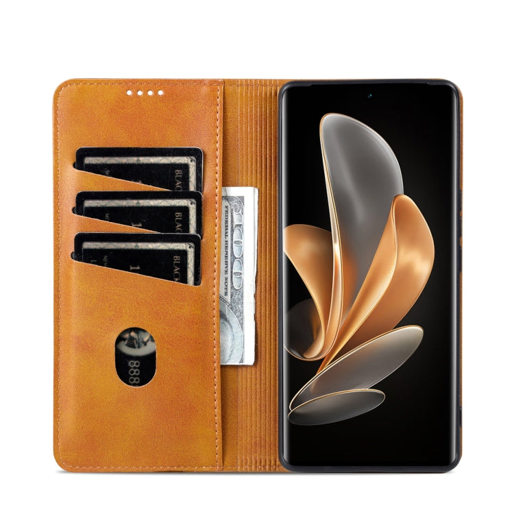 For OPPO Find X7 Ultra AZNS Magnetic Calf Texture Flip Leather Phone Case(Light Brown) - Find X7 Ultra Cases by AZNS | Online Shopping UK | buy2fix