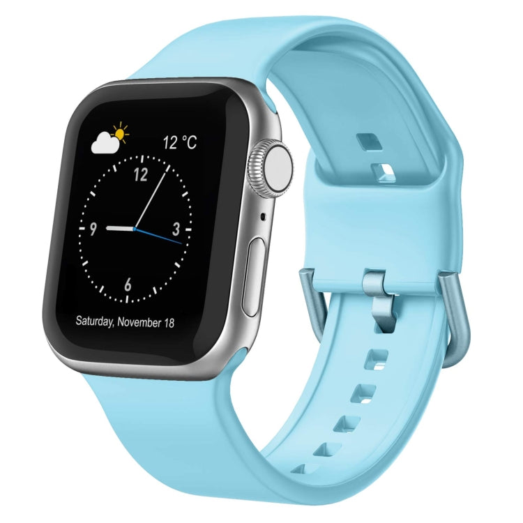 For Apple Watch 38mm Pin Buckle Silicone Watch Band(Light Blue) - Watch Bands by buy2fix | Online Shopping UK | buy2fix