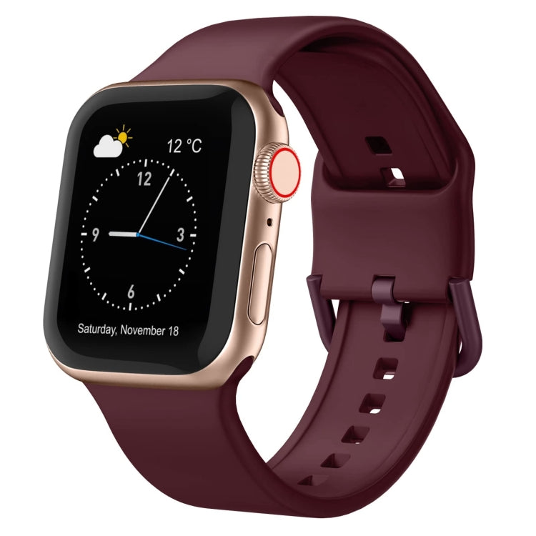 For Apple Watch SE 2023 44mm Pin Buckle Silicone Watch Band(Wine Red) - Watch Bands by buy2fix | Online Shopping UK | buy2fix