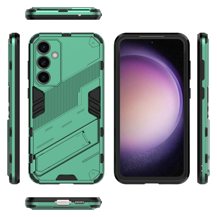 For Samsung Galaxy S23 FE 5G Punk Armor 2 in 1 PC + TPU Shockproof Phone Case with Invisible Holder(Green) - Galaxy S23 FE 5G Cases by buy2fix | Online Shopping UK | buy2fix