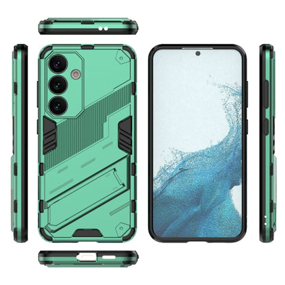 For Samsung Galaxy S24 5G Punk Armor 2 in 1 PC + TPU Shockproof Phone Case with Invisible Holder(Green) - Galaxy S24 5G Cases by buy2fix | Online Shopping UK | buy2fix