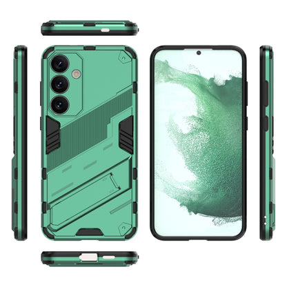 For Samsung Galaxy S24+ 5G Punk Armor 2 in 1 PC + TPU Shockproof Phone Case with Invisible Holder(Green) - Galaxy S24+ 5G Cases by buy2fix | Online Shopping UK | buy2fix