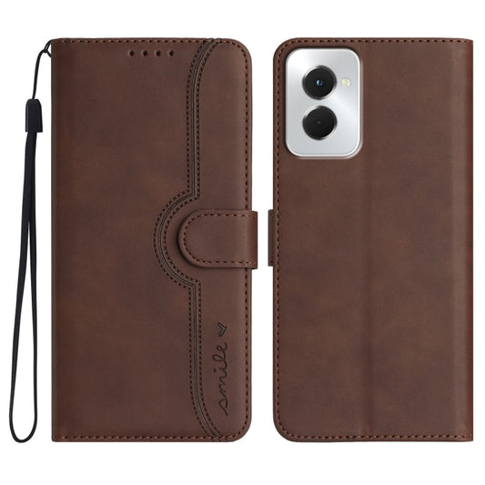 For Motorola Moto G Power 5G 2024 Heart Pattern Skin Feel Leather Phone Case(Brown) - Motorola Cases by buy2fix | Online Shopping UK | buy2fix