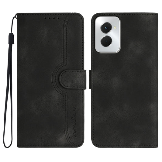 For Motorola Moto G Power 5G 2024 Heart Pattern Skin Feel Leather Phone Case(Black) - Motorola Cases by buy2fix | Online Shopping UK | buy2fix