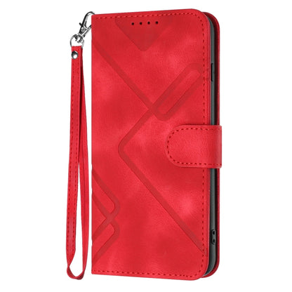 For OPPO K11 Line Pattern Skin Feel Leather Phone Case(Red) - OPPO Cases by buy2fix | Online Shopping UK | buy2fix