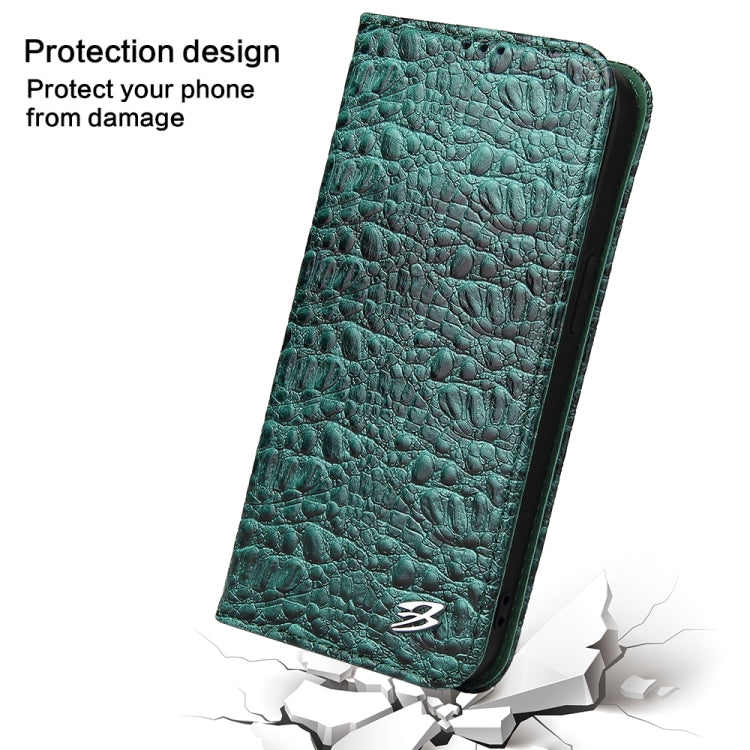 For iPhone 16 Pro Fierre Shann Crocodile Texture Magnetic Genuine Leather Phone Case(Green) - iPhone 16 Pro Cases by FIERRE SHANN | Online Shopping UK | buy2fix