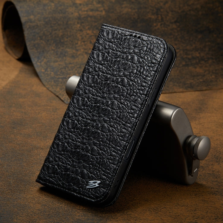 For iPhone 16 Plus Fierre Shann Crocodile Texture Magnetic Genuine Leather Phone Case(Black) - iPhone 16 Plus Cases by FIERRE SHANN | Online Shopping UK | buy2fix