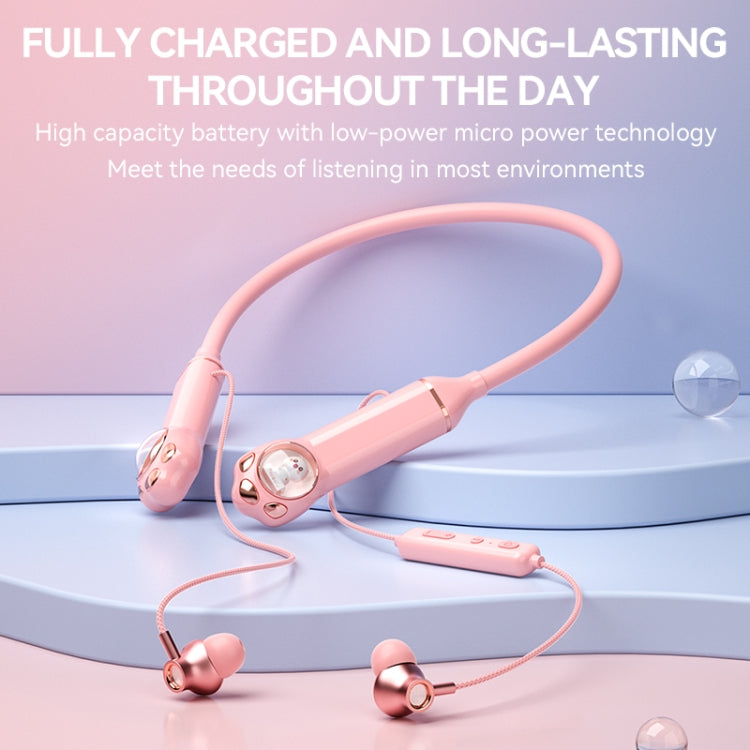 K1692 Meow Planet Neck-mounted Noise Reduction Sports Bluetooth Earphones(White) - Neck-mounted Earphone by buy2fix | Online Shopping UK | buy2fix