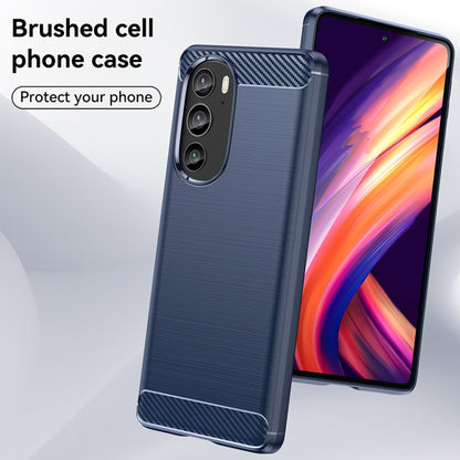 For Motorola Edge+ 2022 Brushed Texture Carbon Fiber TPU Phone Case(Blue) - Motorola Cases by buy2fix | Online Shopping UK | buy2fix