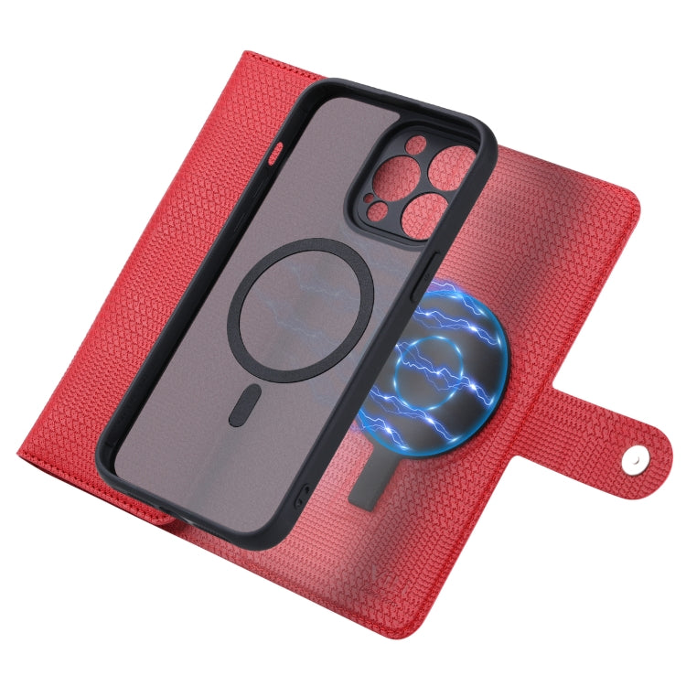 For iPhone 15 ViLi GHB Series MagSafe Magnetic Zipper Leather Phone Case(Red) - iPhone 15 Cases by ViLi | Online Shopping UK | buy2fix