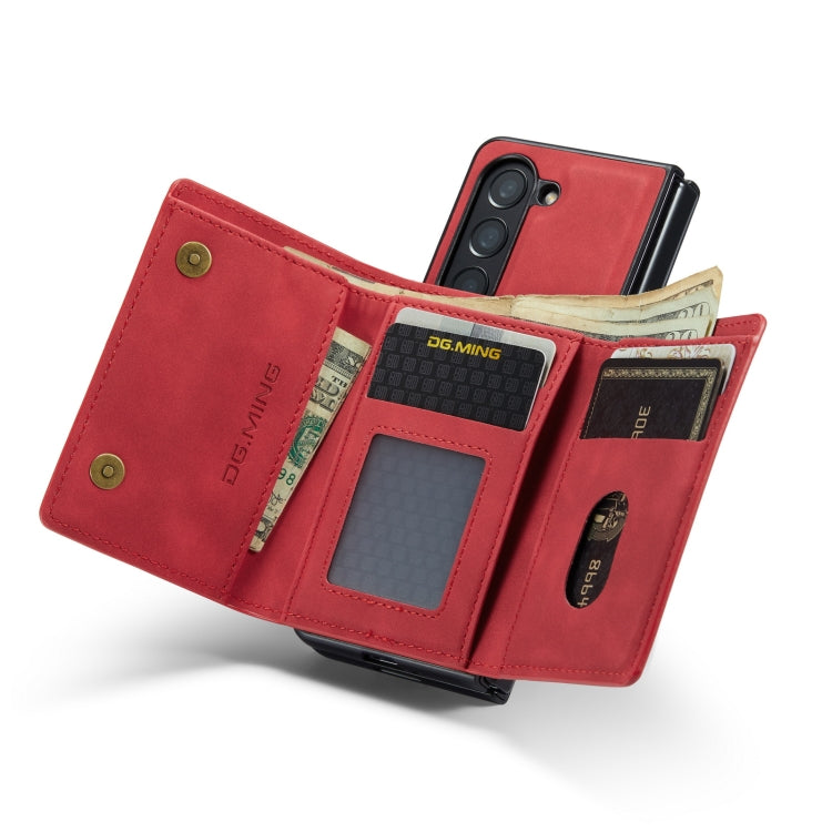 For Samsung Galaxy Z Fold5 DG.MING M1 Series 3-Fold Multi Card Wallet + Magnetic Phone Case(Red) - Galaxy Z Fold5 Cases by DG.MING | Online Shopping UK | buy2fix